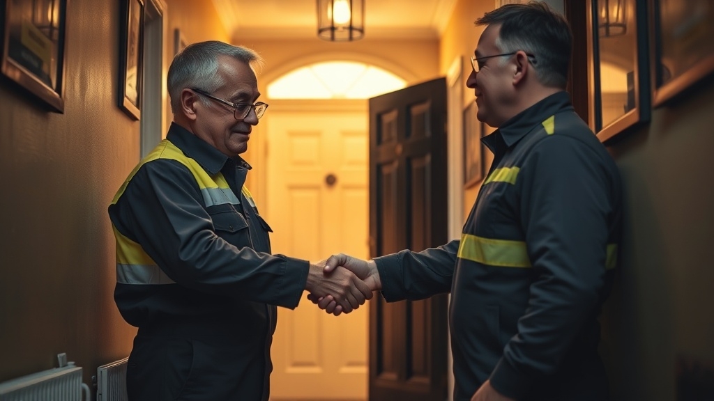 Engineer shaking hands with a West Molesey homeowner after locating their leak